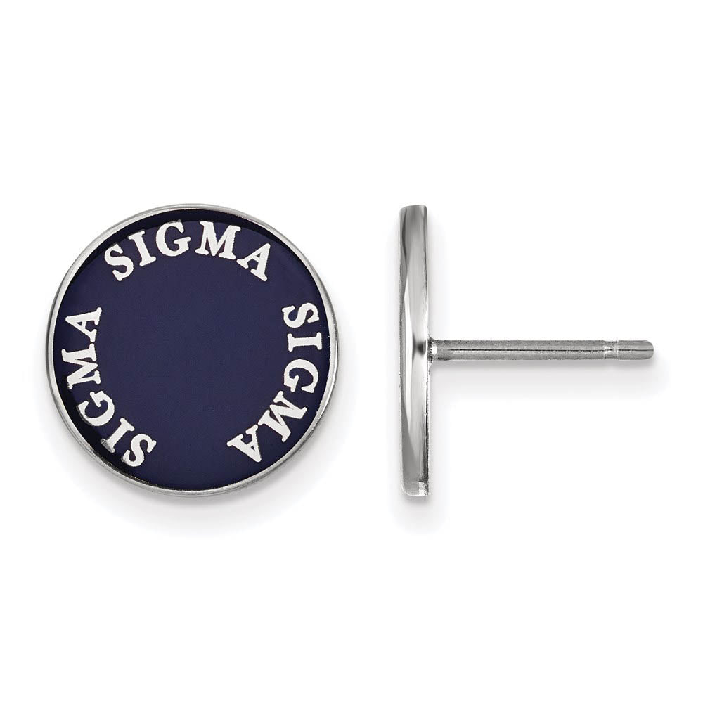Sterling Silver & Royal Purple Enamel Sigma Sigma Sigma Post Earrings, Item E17206 by The Black Bow Jewelry Co.