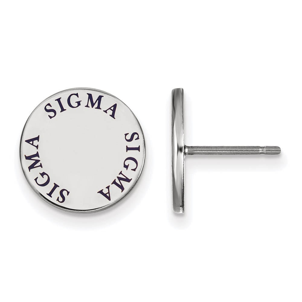 Sterling Silver & Enamel Sigma Sigma Sigma Post Earrings, Item E17207 by The Black Bow Jewelry Co.