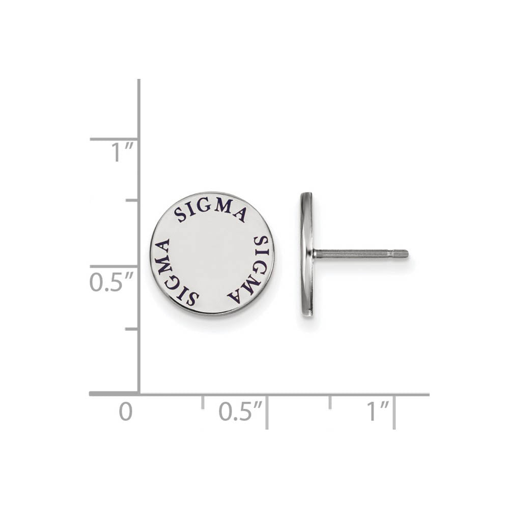 Alternate view of the Sterling Silver & Enamel Sigma Sigma Sigma Post Earrings by The Black Bow Jewelry Co.
