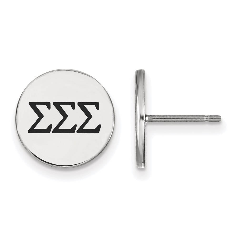 Sterling Silver & Black Enamel Sigma Sigma Sigma Post Earrings, Item E17210 by The Black Bow Jewelry Co.