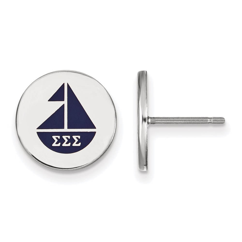 Sterling Silver & Enamel Sigma Sigma Sigma Sailboat Post Earrings, Item E17212 by The Black Bow Jewelry Co.