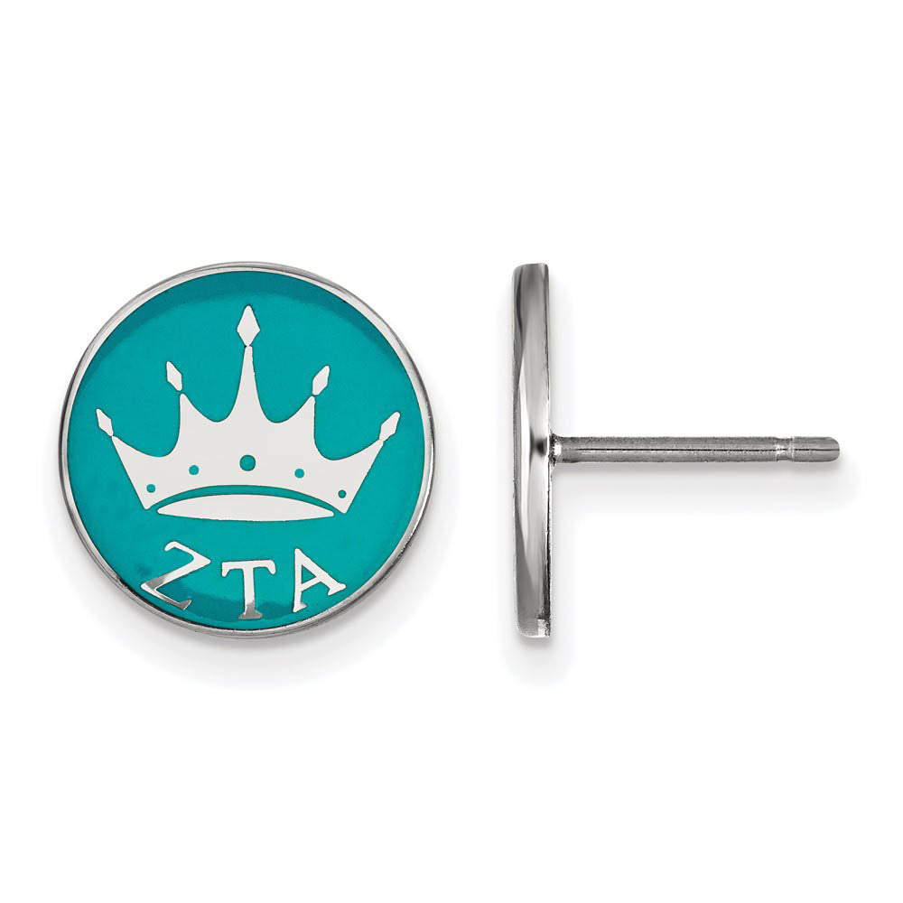 Sterling Silver & Enamel Zeta Tau Alpha Crown Post Earrings, Item E17225 by The Black Bow Jewelry Co.