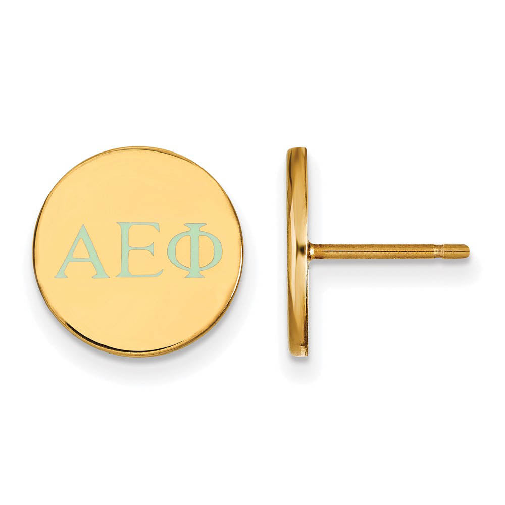 14K Plated Silver Alpha Epsilon Phi Enamel Greek Letters Post Earrings, Item E17244 by The Black Bow Jewelry Co.