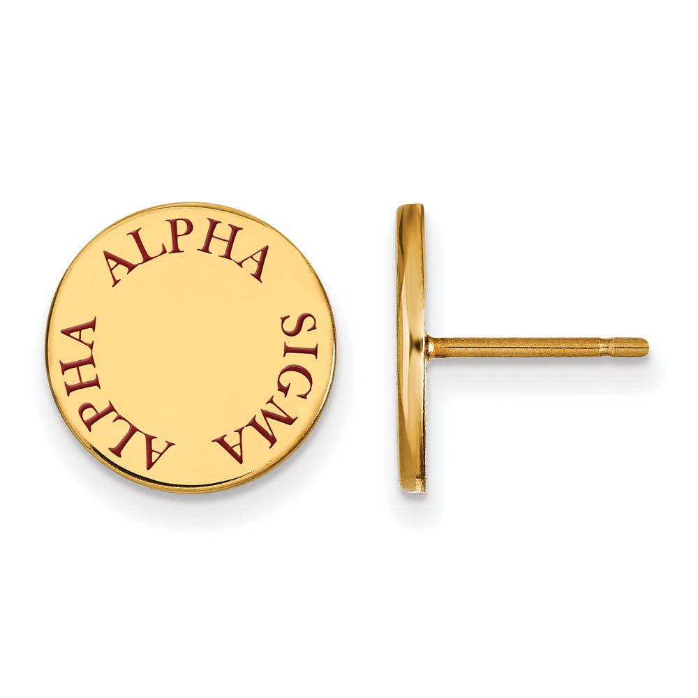 14K Plated Silver Alpha Sigma Alpha Red Enamel Post Earrings, Item E17270 by The Black Bow Jewelry Co.