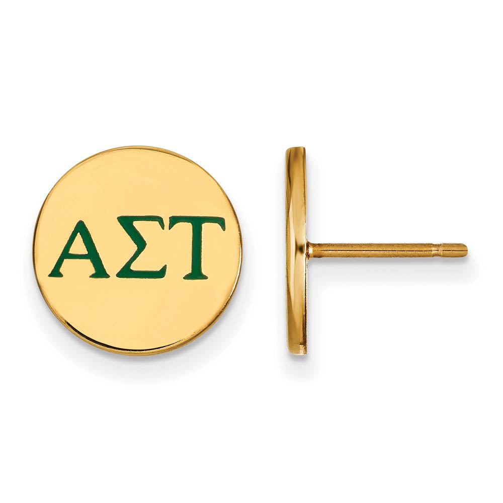 14K Plated Silver Alpha Sigma Tau Enamel Greek Letters Post Earrings, Item E17279 by The Black Bow Jewelry Co.