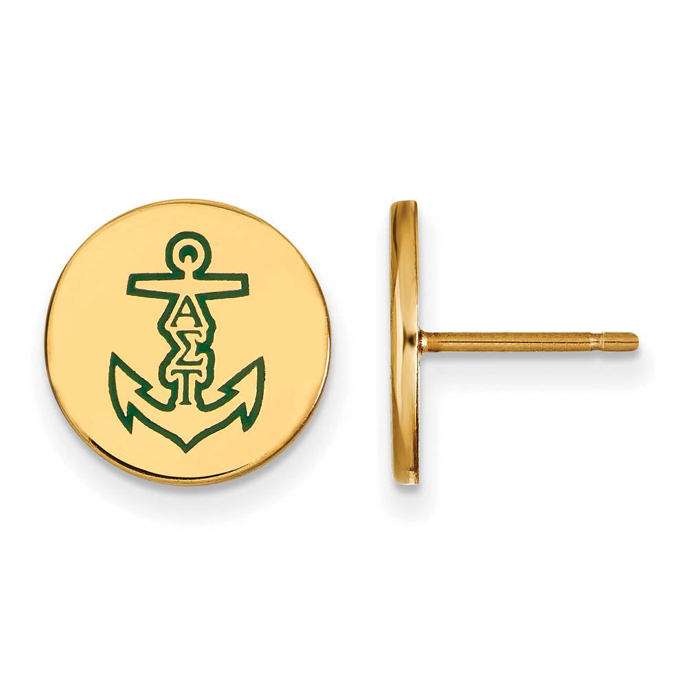 14K Plated Silver Alpha Sigma Tau Enamel Post Earrings, Item E17282 by The Black Bow Jewelry Co.