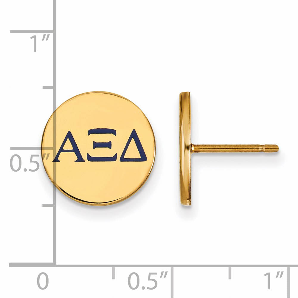 Alternate view of the 14K Plated Silver Alpha Xi Delta Enamel Greek Letters Post Earrings by The Black Bow Jewelry Co.