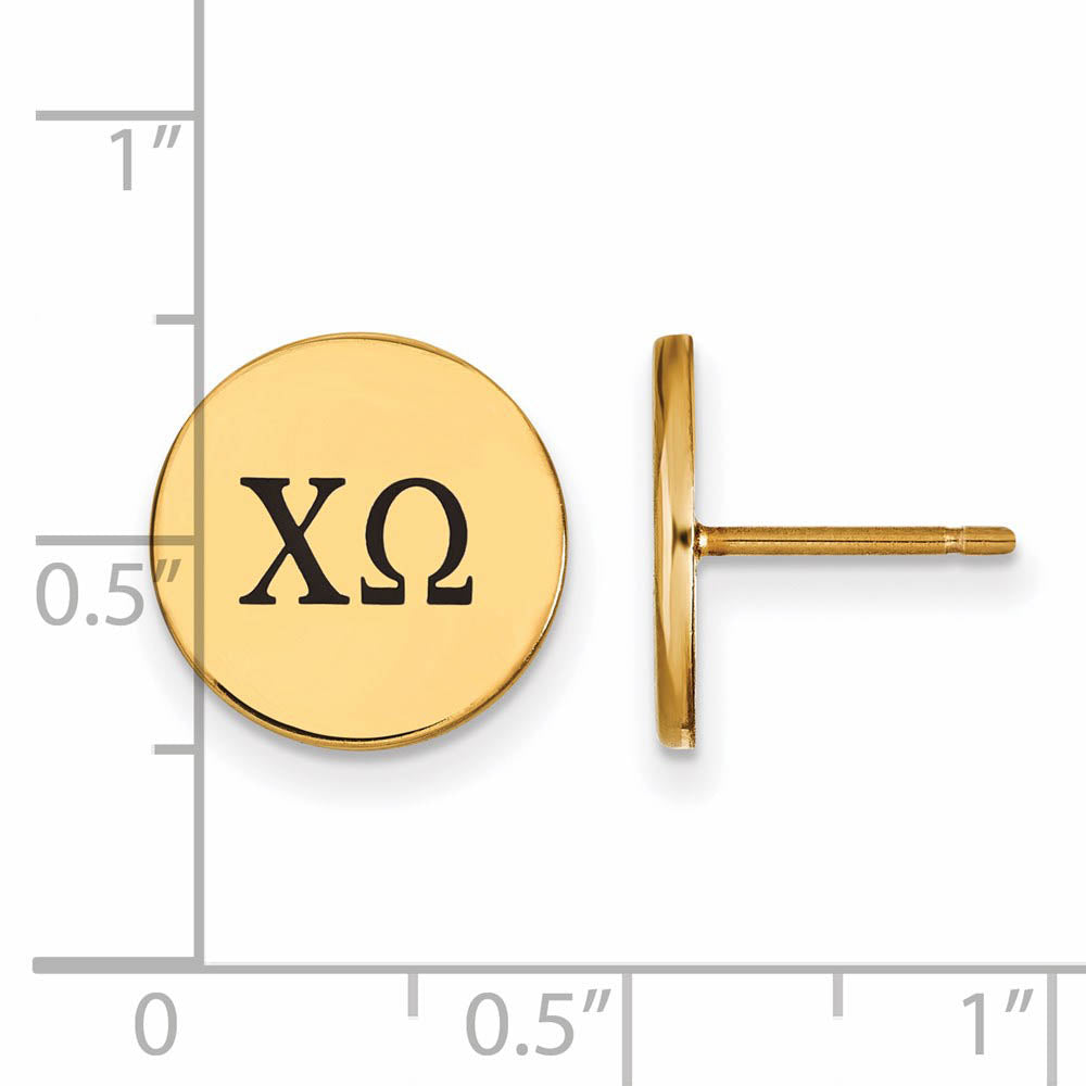Alternate view of the 14K Plated Silver Chi Omega Black Enamel Greek Letters Post Earrings by The Black Bow Jewelry Co.