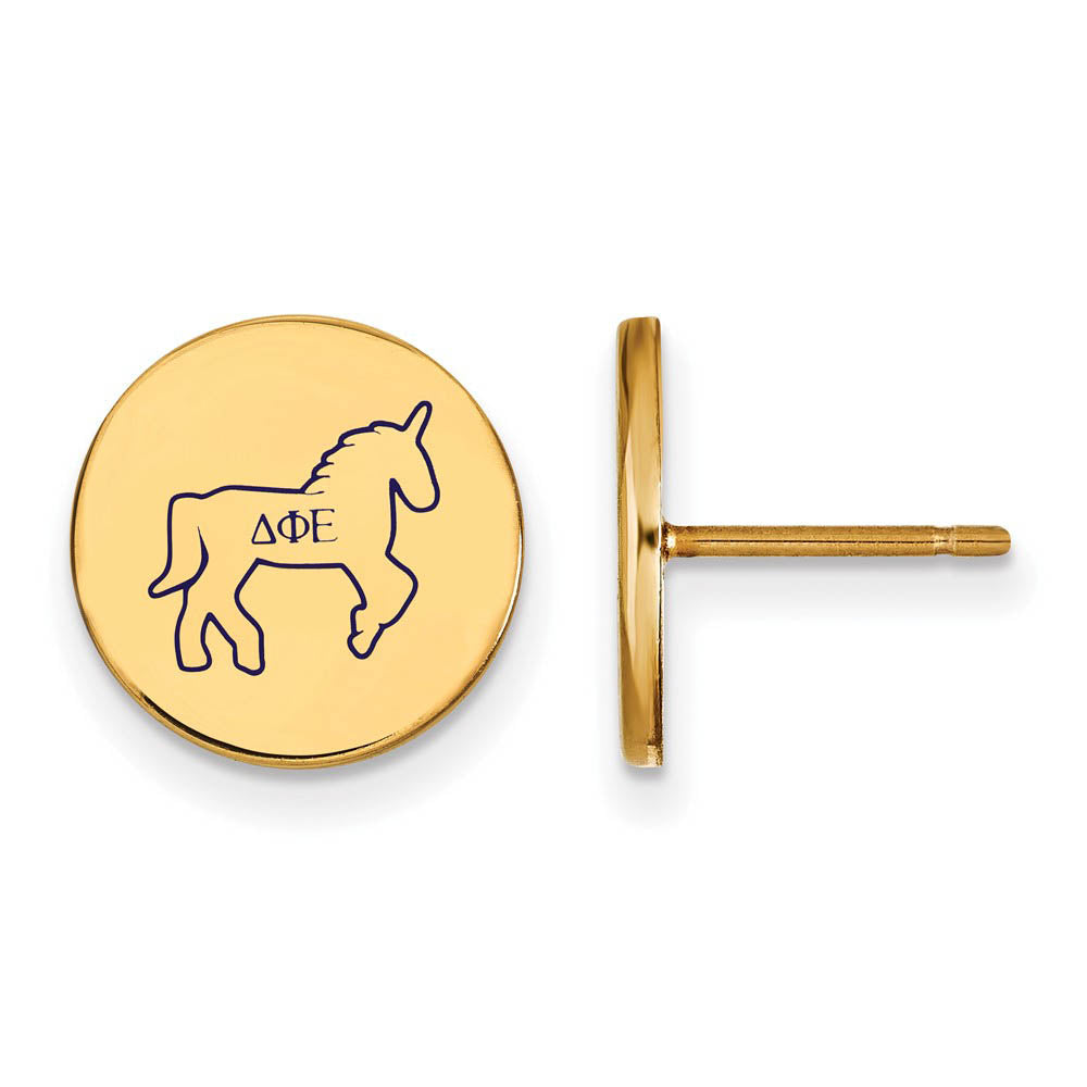 14K Plated Silver Delta Phi Epsilon Enamel Post Earrings, Item E17317 by The Black Bow Jewelry Co.