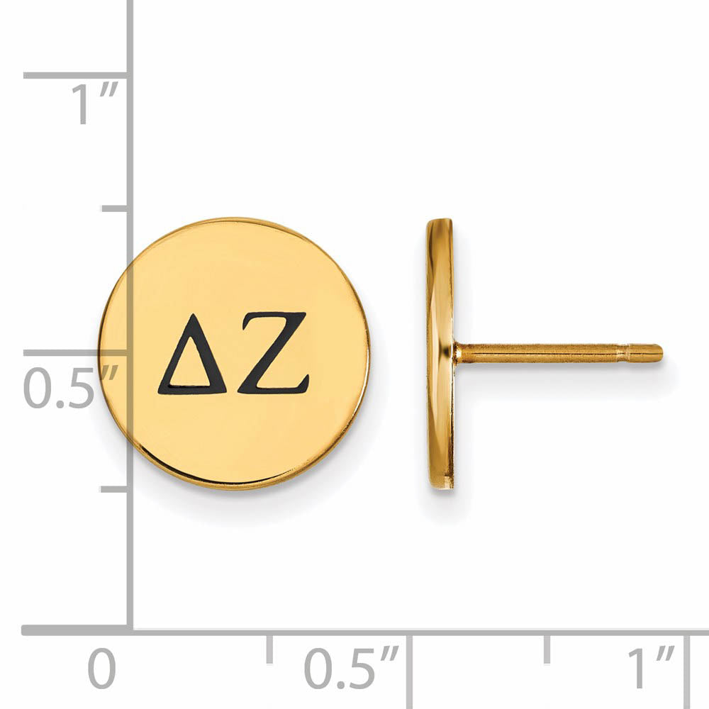 Alternate view of the 14K Plated Silver Delta Zeta Enamel Greek Letters Post Earrings by The Black Bow Jewelry Co.