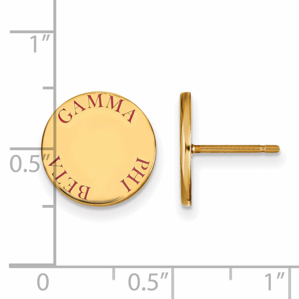 Alternate view of the 14K Plated Silver Gamma Phi Beta Red Enamel Post Earrings by The Black Bow Jewelry Co.