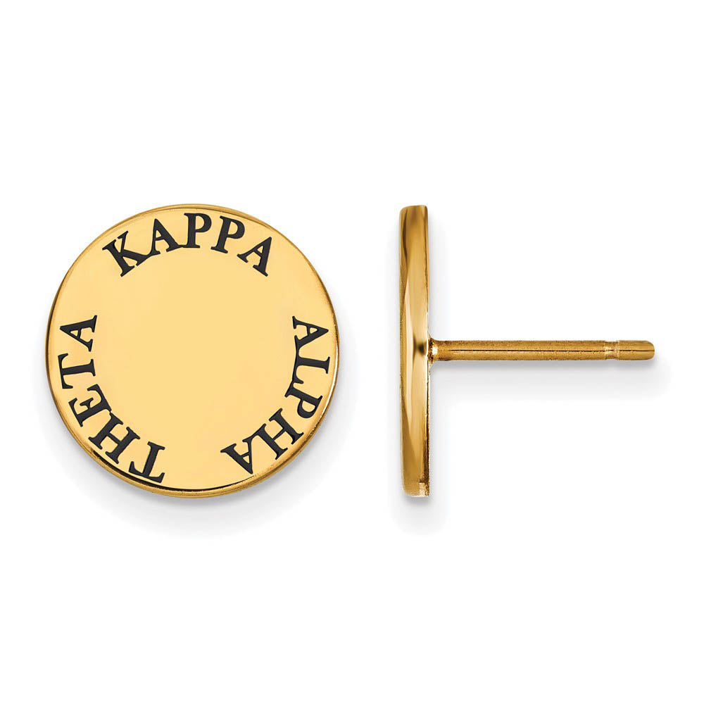 14K Plated Silver Kappa Alpha Theta Enamel Disc Post Earrings, Item E17333 by The Black Bow Jewelry Co.