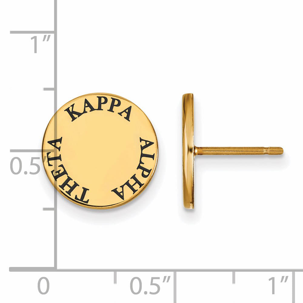 Alternate view of the 14K Plated Silver Kappa Alpha Theta Enamel Disc Post Earrings by The Black Bow Jewelry Co.