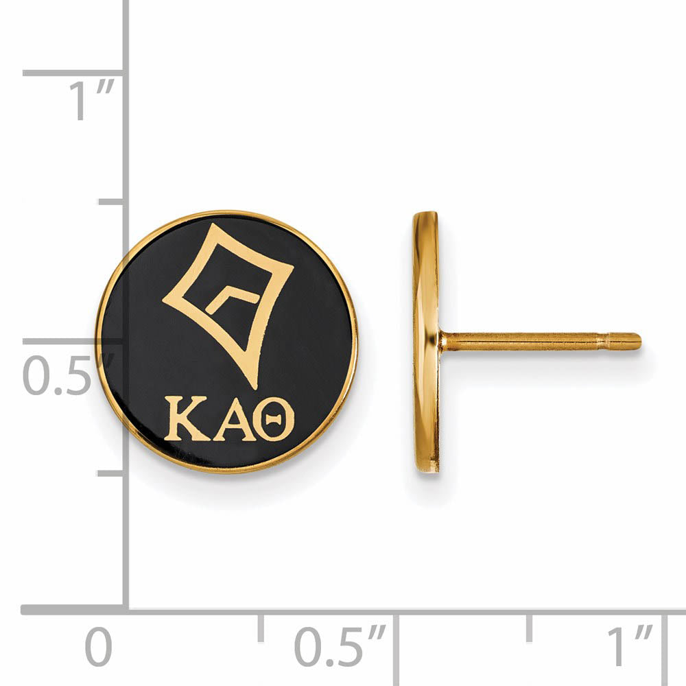 Alternate view of the 14K Plated Silver Kappa Alpha Theta Enamel Kite Disc Post Earrings by The Black Bow Jewelry Co.