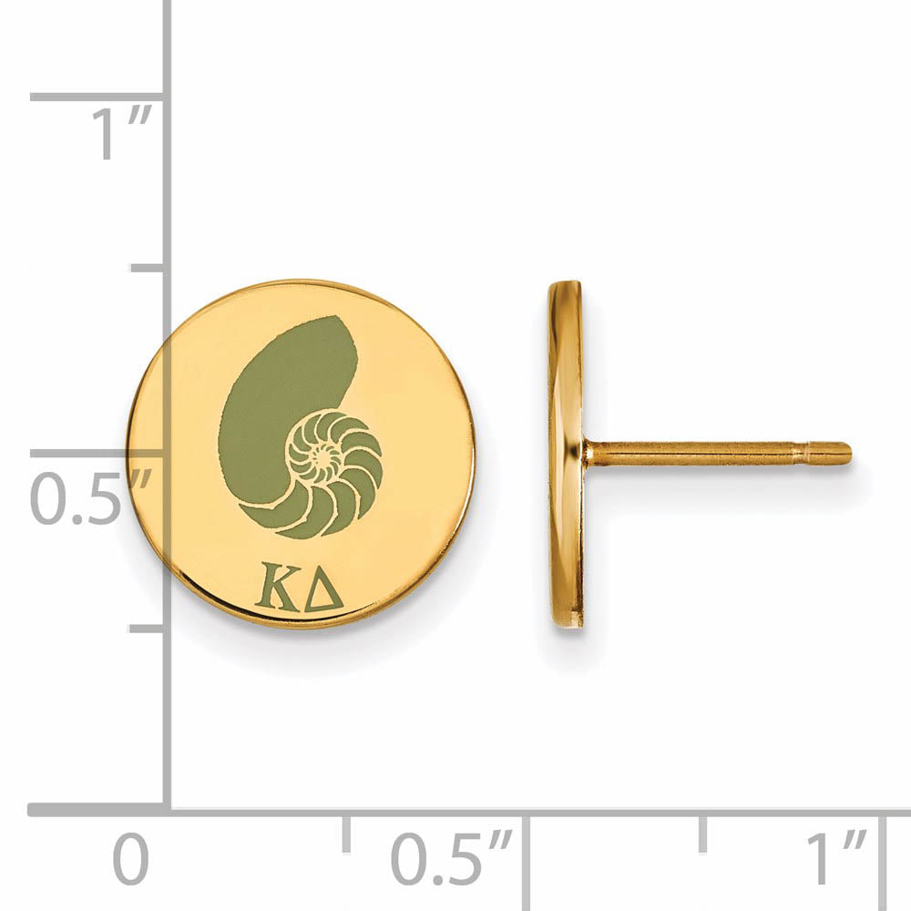 Alternate view of the 14K Plated Silver Kappa Delta Enamel Post Earrings by The Black Bow Jewelry Co.