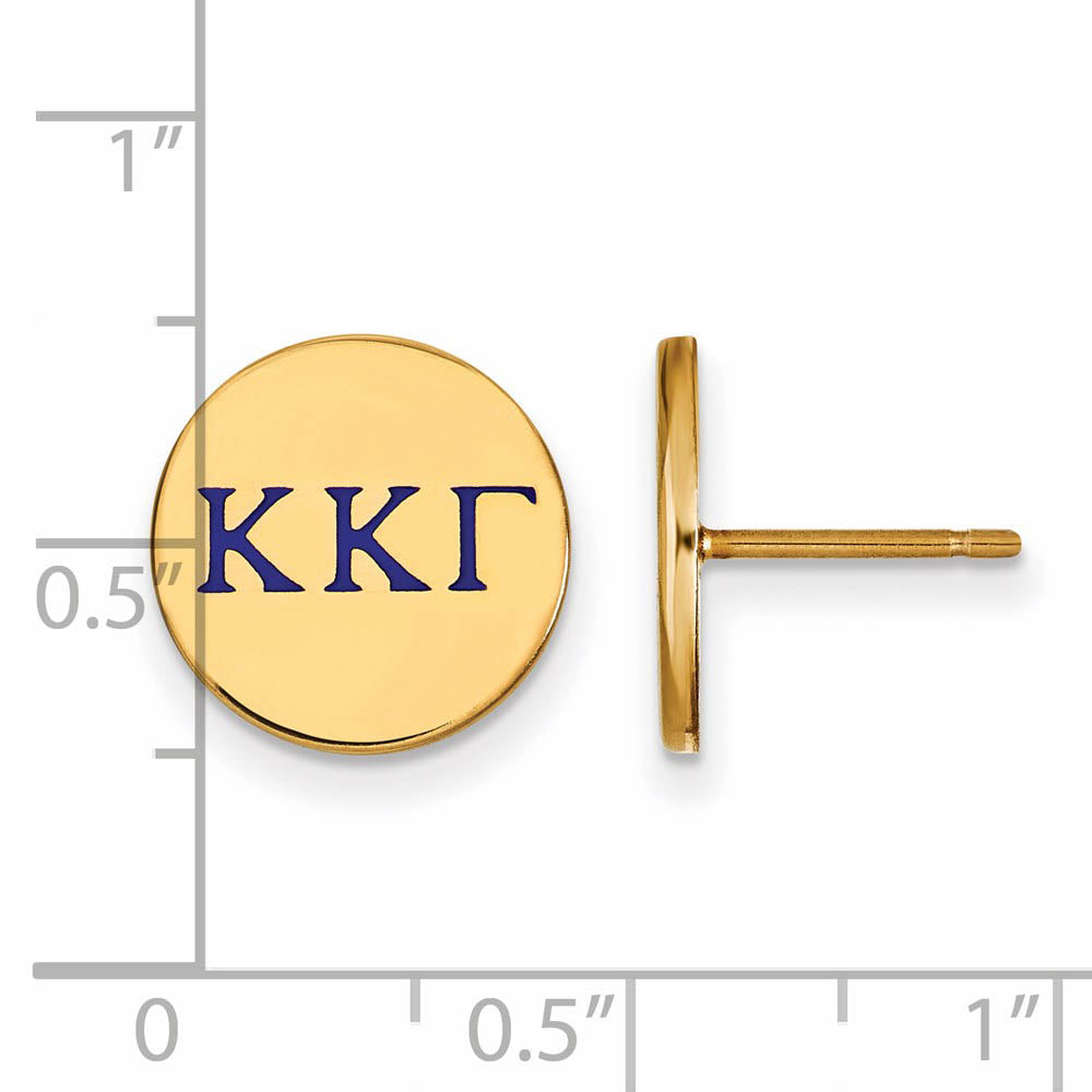 Alternate view of the 14K Plated Silver Kappa Kappa Gamma Enamel Post Earrings by The Black Bow Jewelry Co.