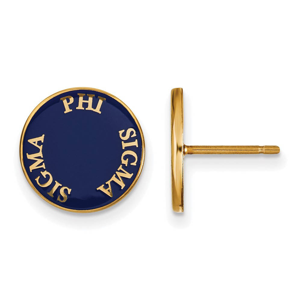 14K Plated Silver Phi Sigma Sigma Enamel Disc Post Earrings, Item E17359 by The Black Bow Jewelry Co.