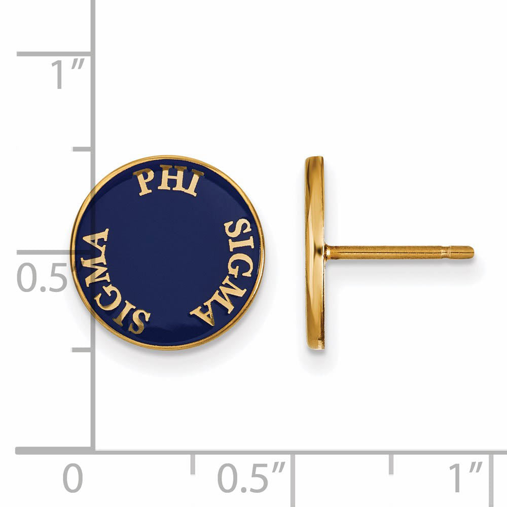 Alternate view of the 14K Plated Silver Phi Sigma Sigma Enamel Disc Post Earrings by The Black Bow Jewelry Co.