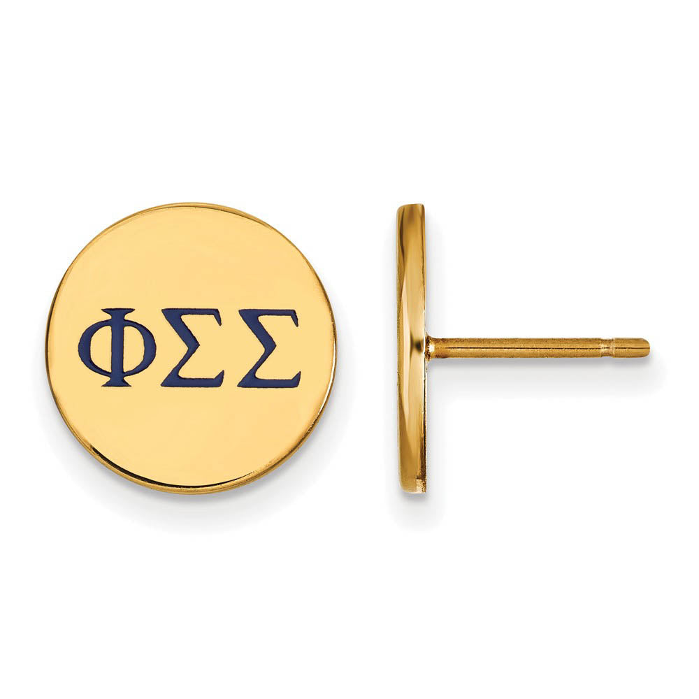 14K Plated Silver Phi Sigma Sigma Enamel Greek Letters Post Earrings, Item E17362 by The Black Bow Jewelry Co.