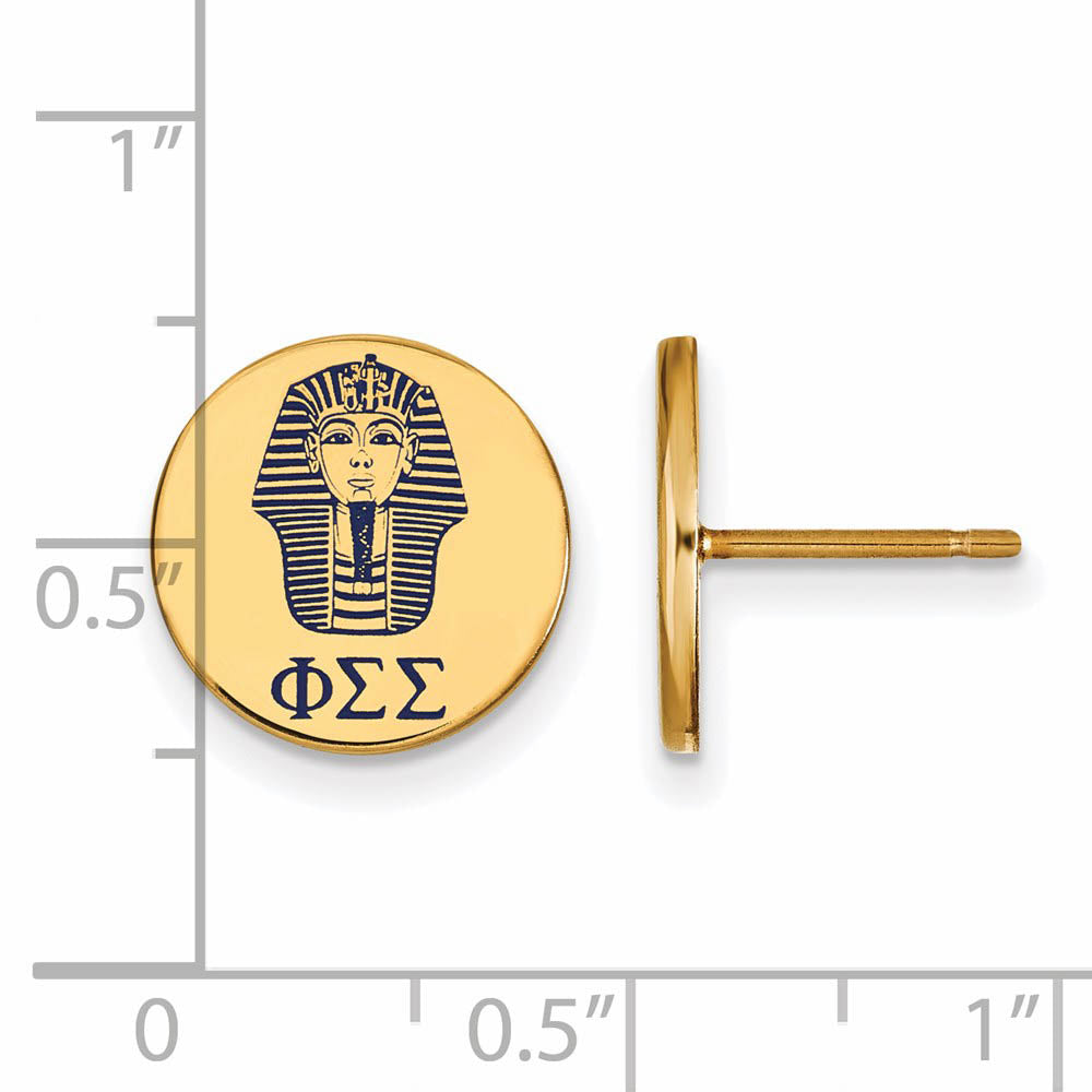 Alternate view of the 14K Plated Silver Phi Sigma Sigma Enamel Post Earrings by The Black Bow Jewelry Co.
