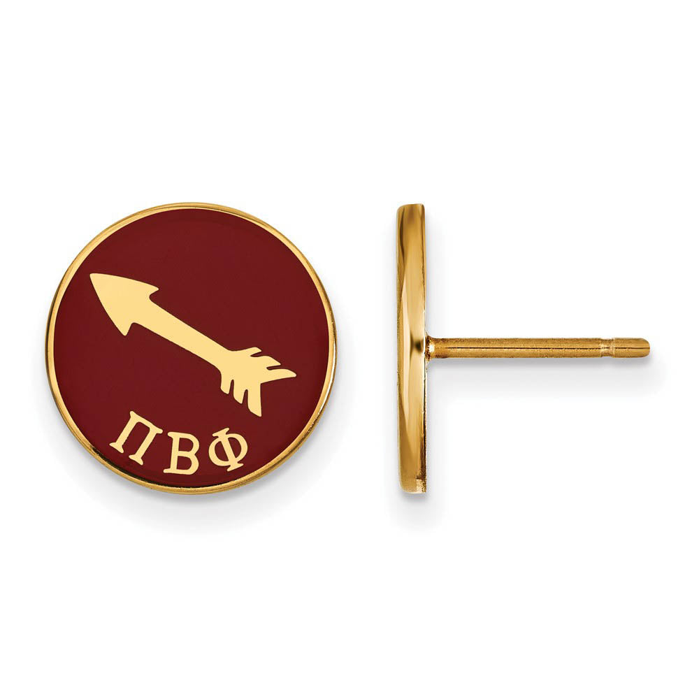 14K Plated Silver Pi Beta Phi Red Enamel Arrow Post Earrings, Item E17371 by The Black Bow Jewelry Co.
