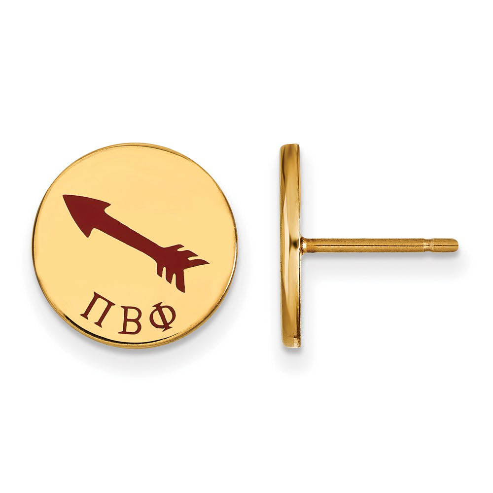 14K Plated Silver Pi Beta Phi Enamel Post Earrings, Item E17372 by The Black Bow Jewelry Co.
