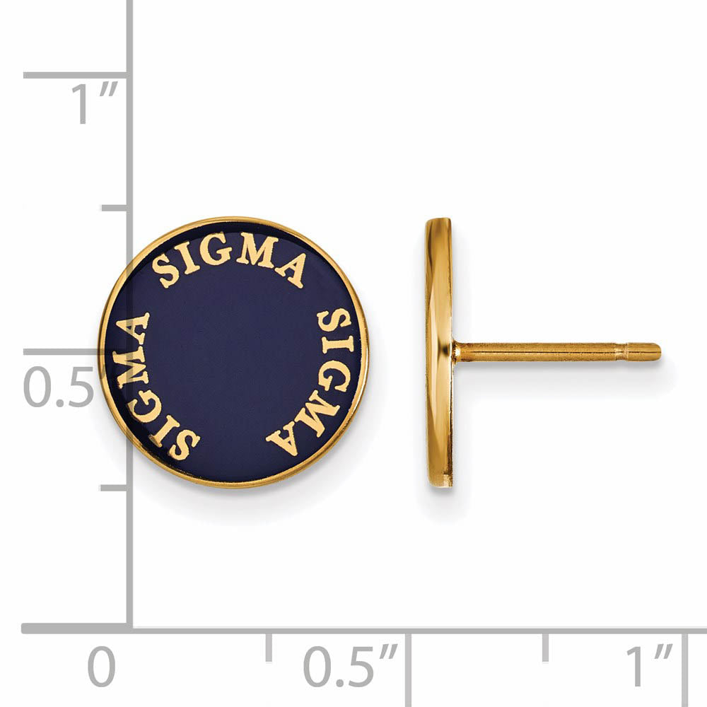 Alternate view of the 14K and Silver & Royal Purple Enamel Sigma Sigma Sigma Post Earrings by The Black Bow Jewelry Co.