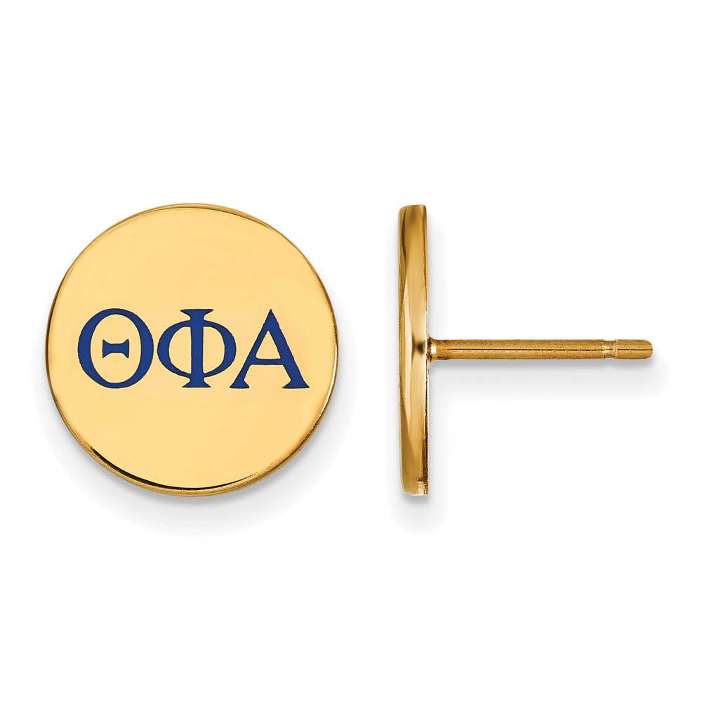 14K Plated Silver Theta Phi Alpha Blue Enamel Post Earrings, Item E17397 by The Black Bow Jewelry Co.