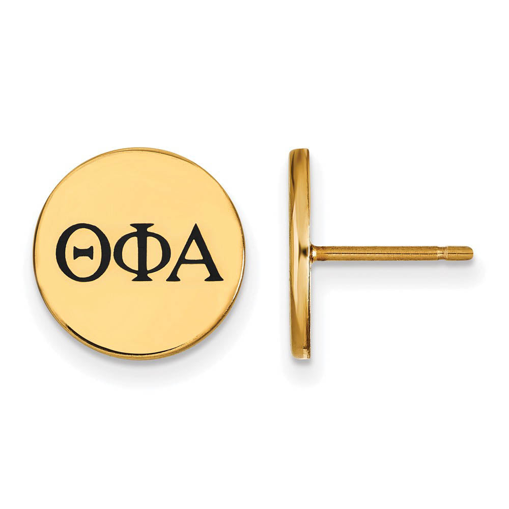 14K Plated Silver Theta Phi Alpha Black Enamel Post Earrings, Item E17398 by The Black Bow Jewelry Co.