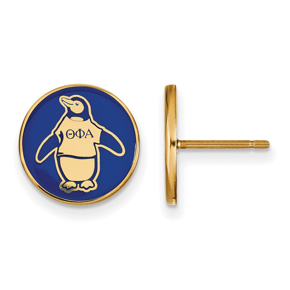 14K Plated Silver & Enamel Theta Phi Alpha Penguin Post Earrings, Item E17399 by The Black Bow Jewelry Co.