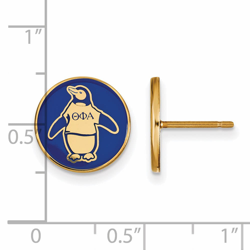 Alternate view of the 14K Plated Silver & Enamel Theta Phi Alpha Penguin Post Earrings by The Black Bow Jewelry Co.