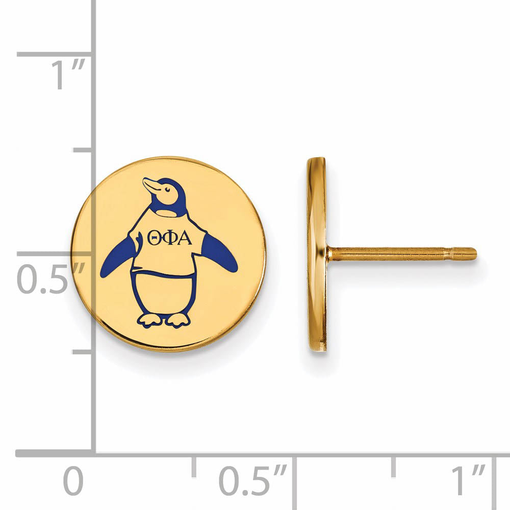 Alternate view of the 14K Plated Silver Theta Phi Alpha Enamel Post Earrings by The Black Bow Jewelry Co.