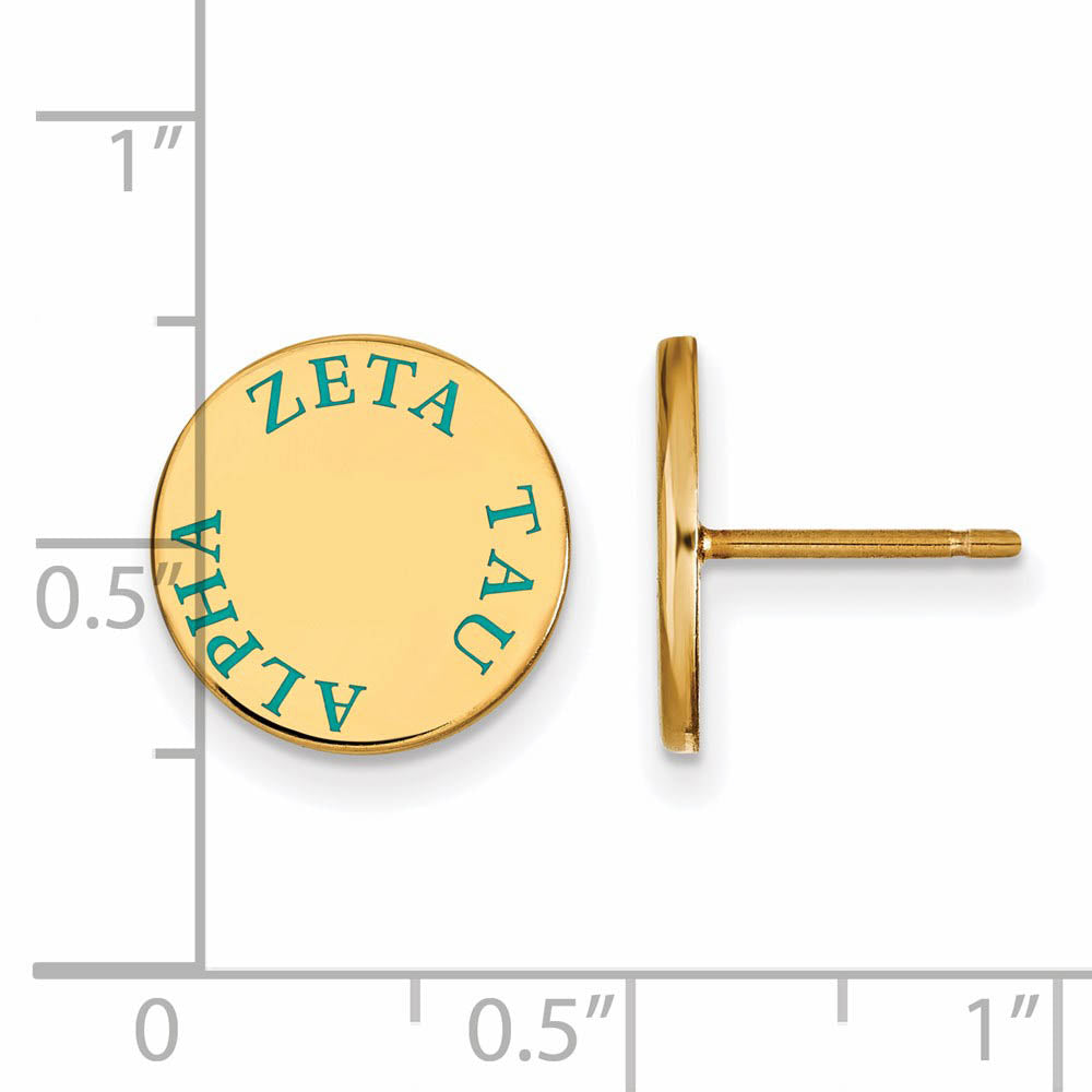 Alternate view of the 14K Plated Silver Zeta Tau Alpha Enamel Post Earrings by The Black Bow Jewelry Co.