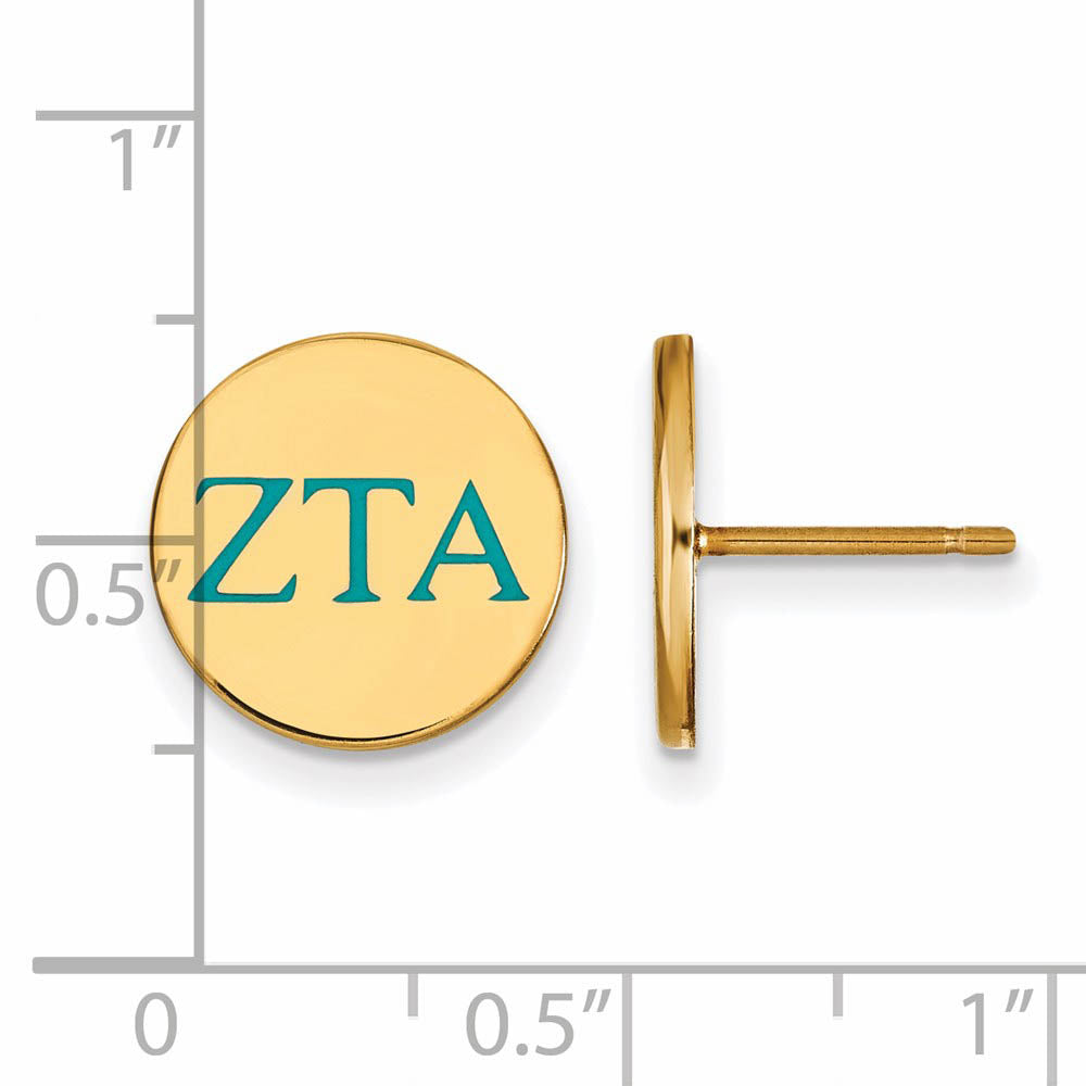 Alternate view of the 14K Plated Silver & Enamel Zeta Tau Alpha Post Earrings by The Black Bow Jewelry Co.