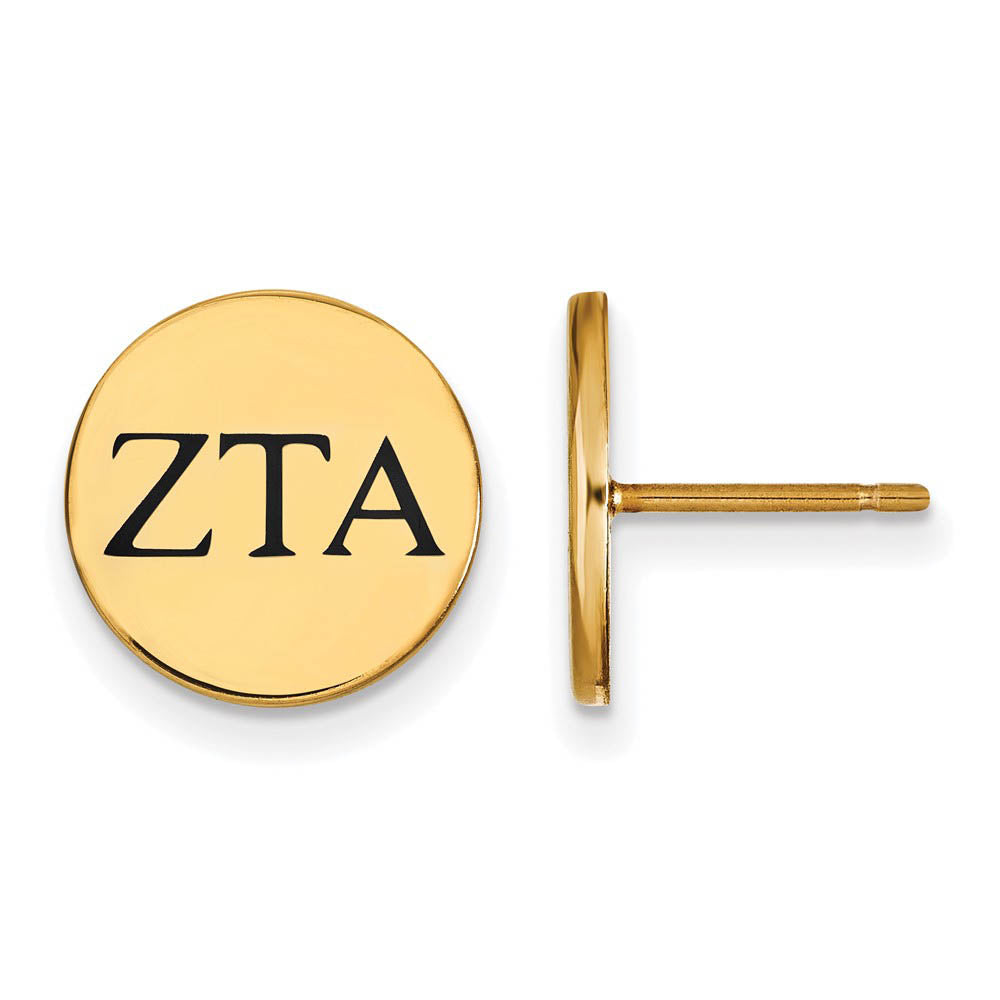 14K Plated Silver & Black Enamel Zeta Tau Alpha Post Earrings, Item E17405 by The Black Bow Jewelry Co.
