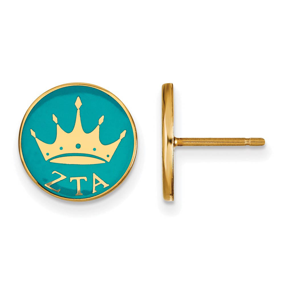 14K Plated Silver & Enamel Zeta Tau Alpha Crown Post Earrings, Item E17406 by The Black Bow Jewelry Co.