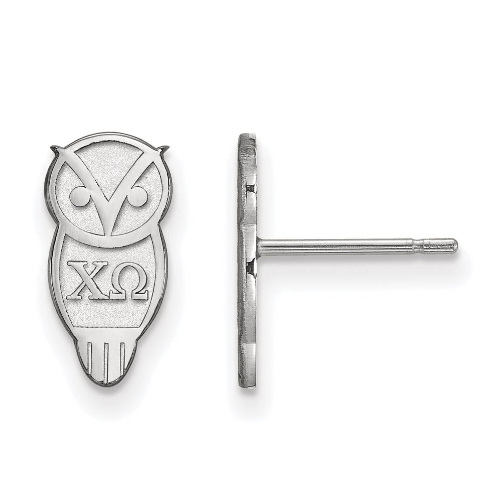 Sterling Silver Chi Omega XS Greek Owl Post Earrings, Item E17426 by The Black Bow Jewelry Co.