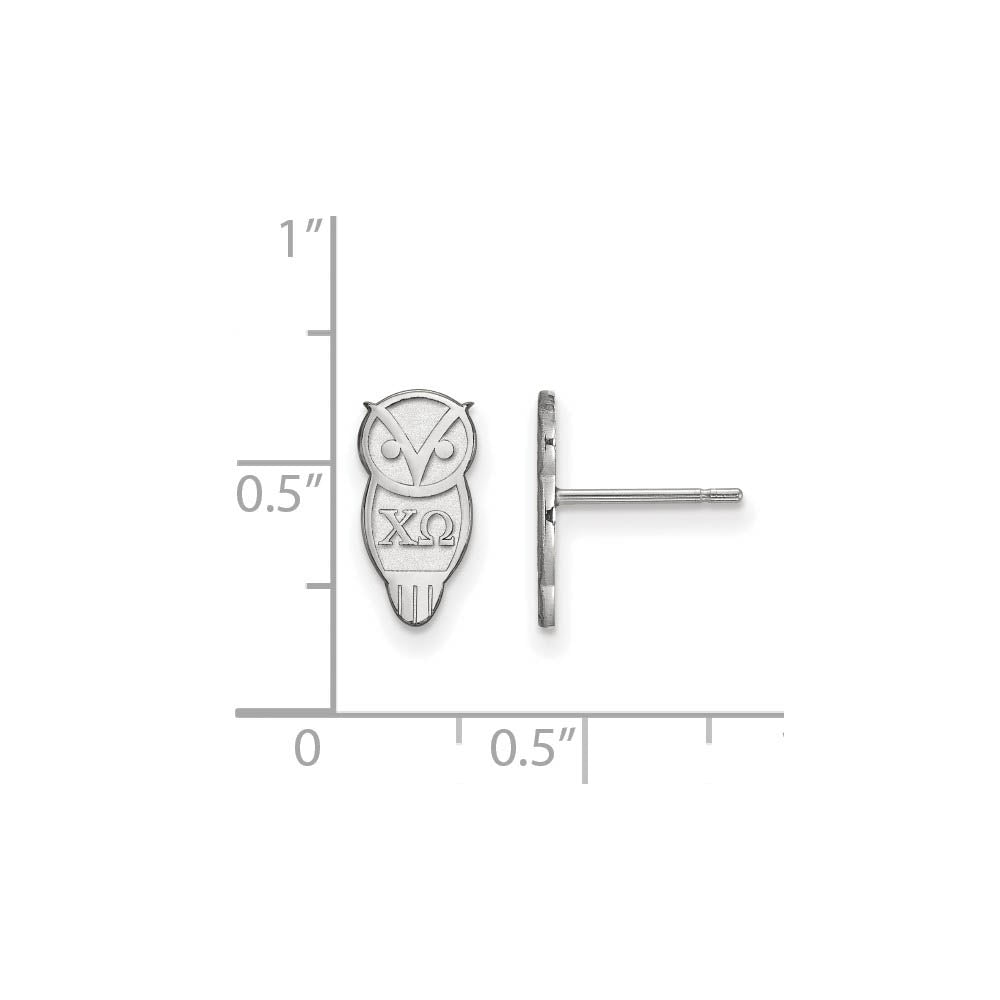 Alternate view of the Sterling Silver Chi Omega XS Greek Owl Post Earrings by The Black Bow Jewelry Co.