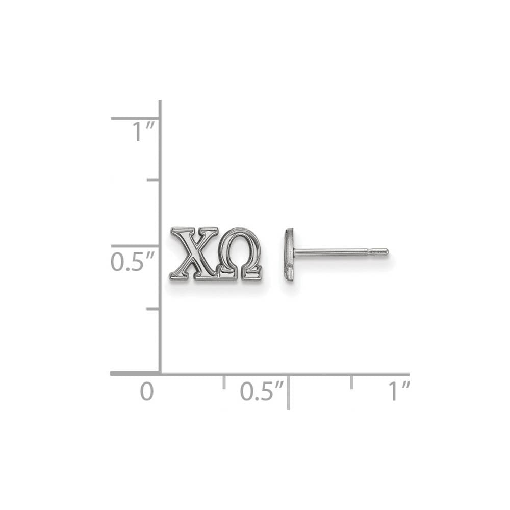 Alternate view of the Sterling Silver Chi Omega XS Post Earrings by The Black Bow Jewelry Co.