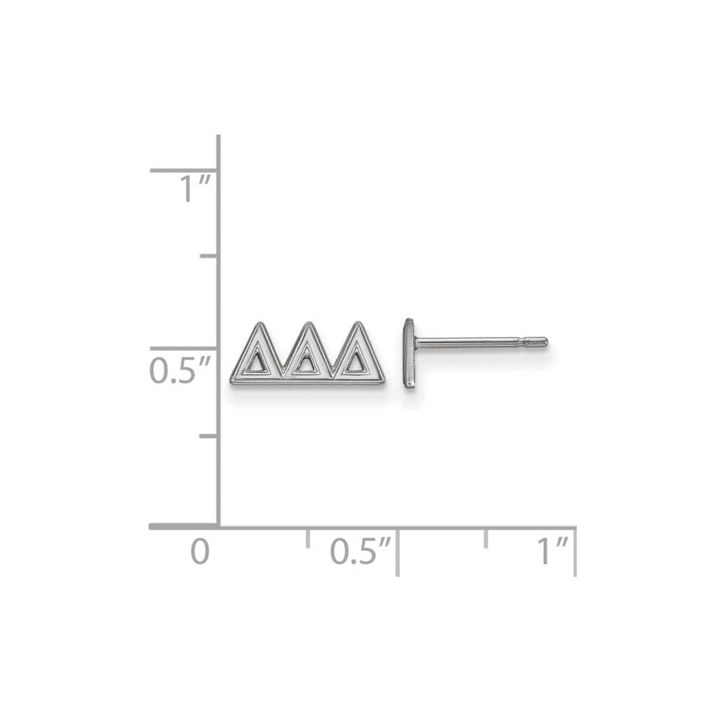 Alternate view of the Sterling Silver Delta Delta Delta XS Greek Post Earrings by The Black Bow Jewelry Co.