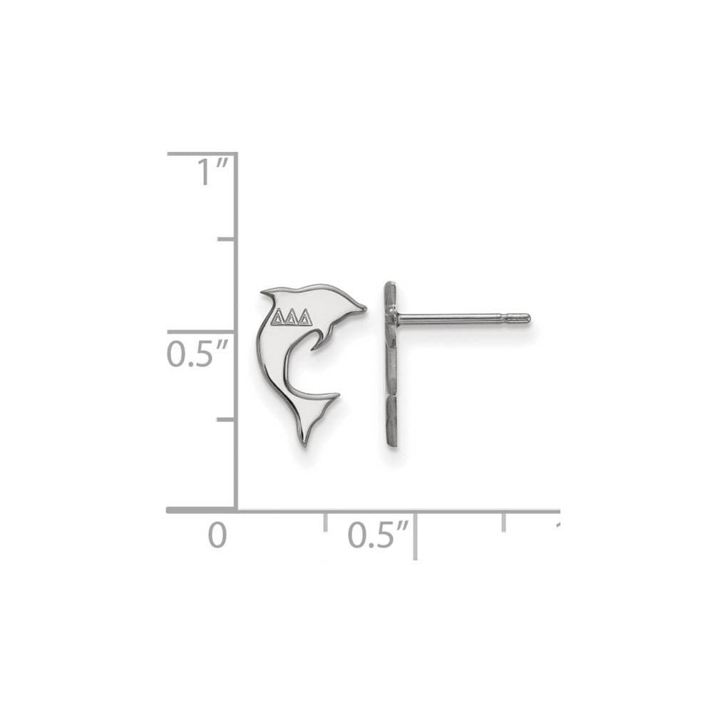 Alternate view of the Sterling Silver Delta Delta Delta XS Post Earrings by The Black Bow Jewelry Co.