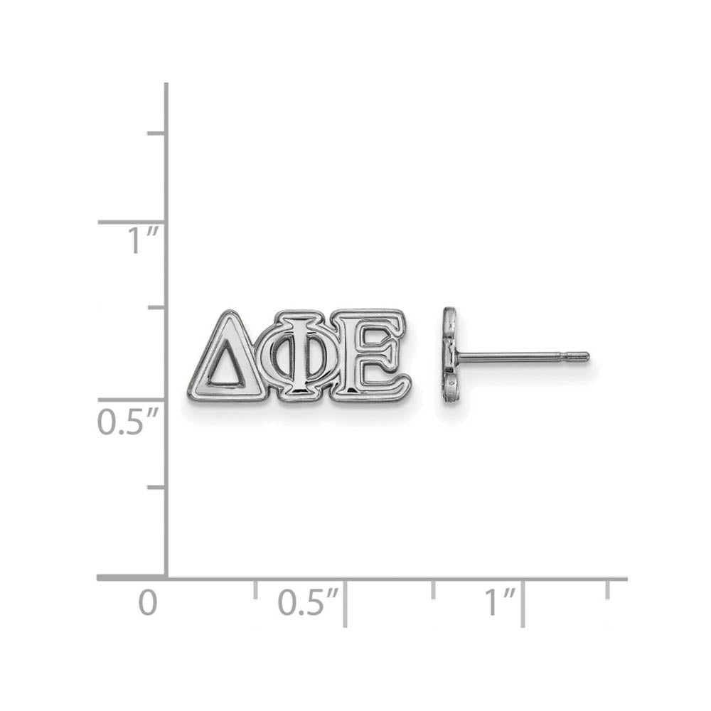 Alternate view of the Sterling Silver Delta Phi Epsilon XS Greek Post Earrings by The Black Bow Jewelry Co.