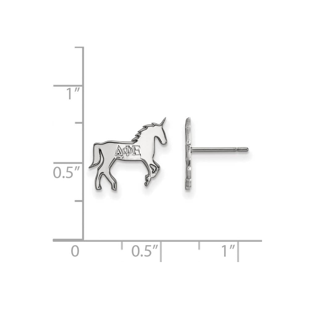 Alternate view of the Sterling Silver Delta Phi Epsilon XS Post Earrings by The Black Bow Jewelry Co.