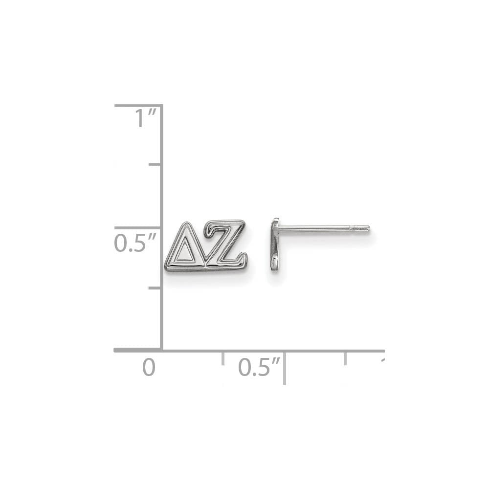 Alternate view of the Sterling Silver Delta Zeta XS Greek Post Earrings by The Black Bow Jewelry Co.