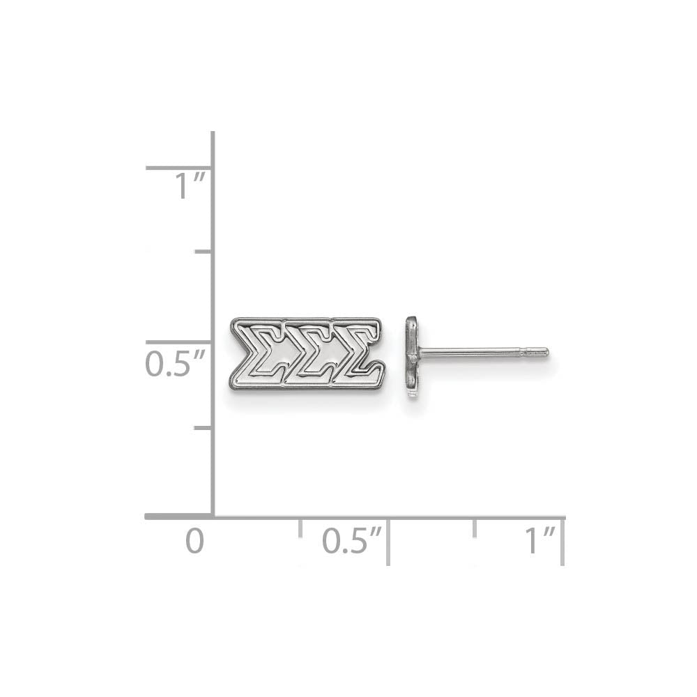 Alternate view of the Sterling Silver Sigma Sigma Sigma XS Greek Letters Post Earrings by The Black Bow Jewelry Co.