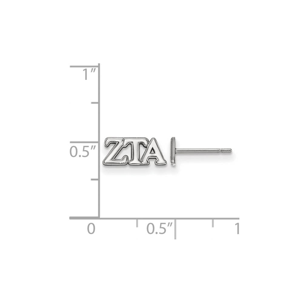 Alternate view of the Sterling Silver Zeta Tau Alpha XS Greek Letters Post Earrings by The Black Bow Jewelry Co.