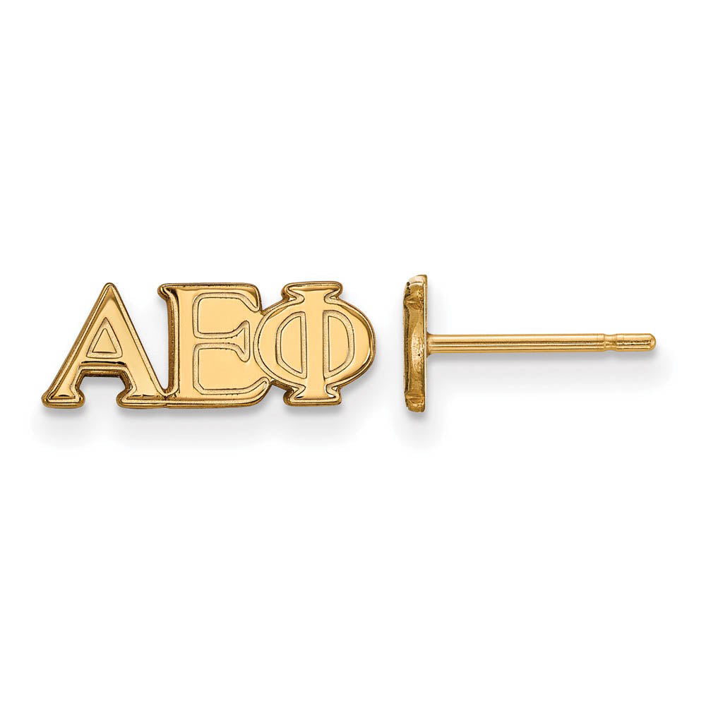 14K Plated Silver Alpha Epsilon Phi XS Greek Letters Post Earrings, Item E17464 by The Black Bow Jewelry Co.