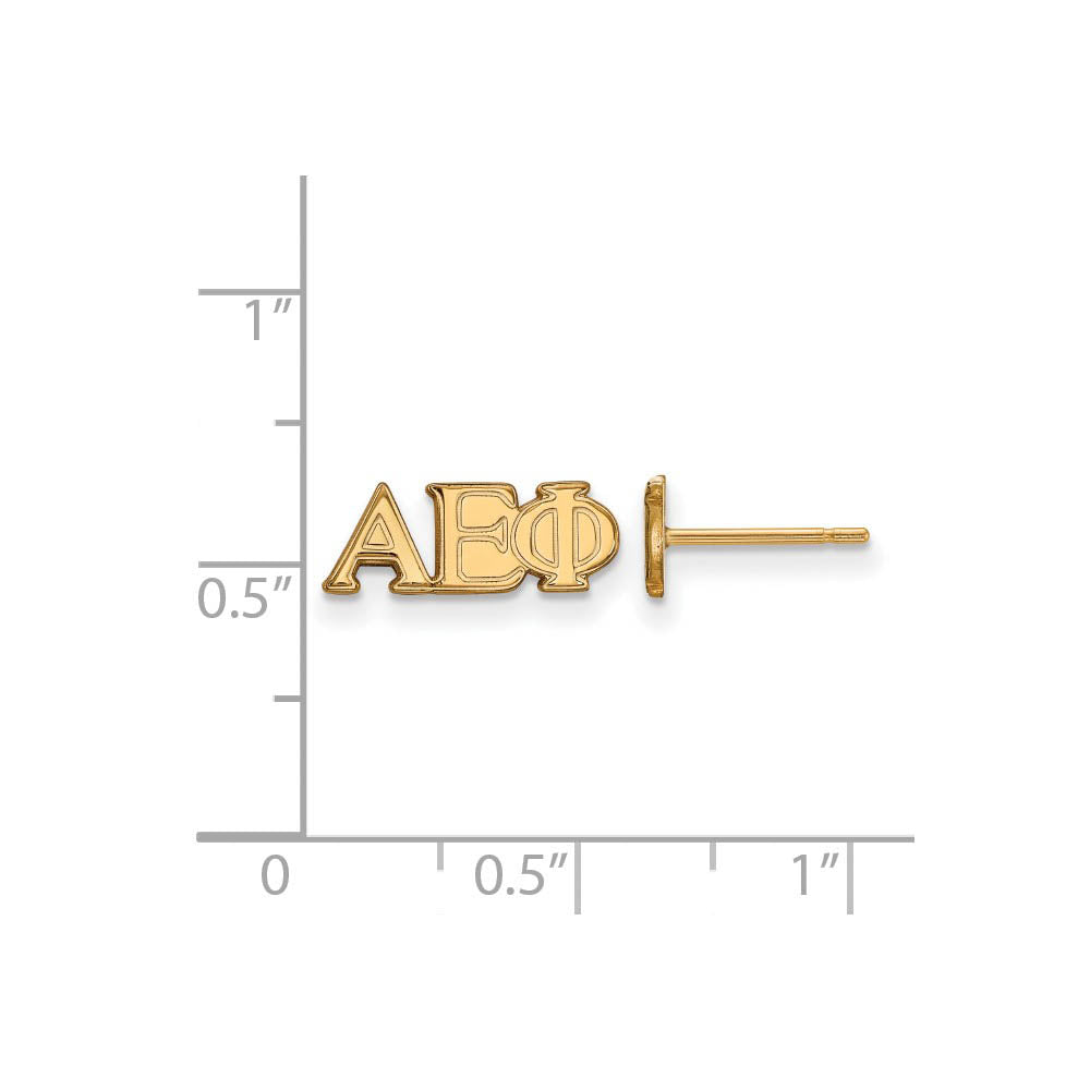 Alternate view of the 14K Plated Silver Alpha Epsilon Phi XS Greek Letters Post Earrings by The Black Bow Jewelry Co.