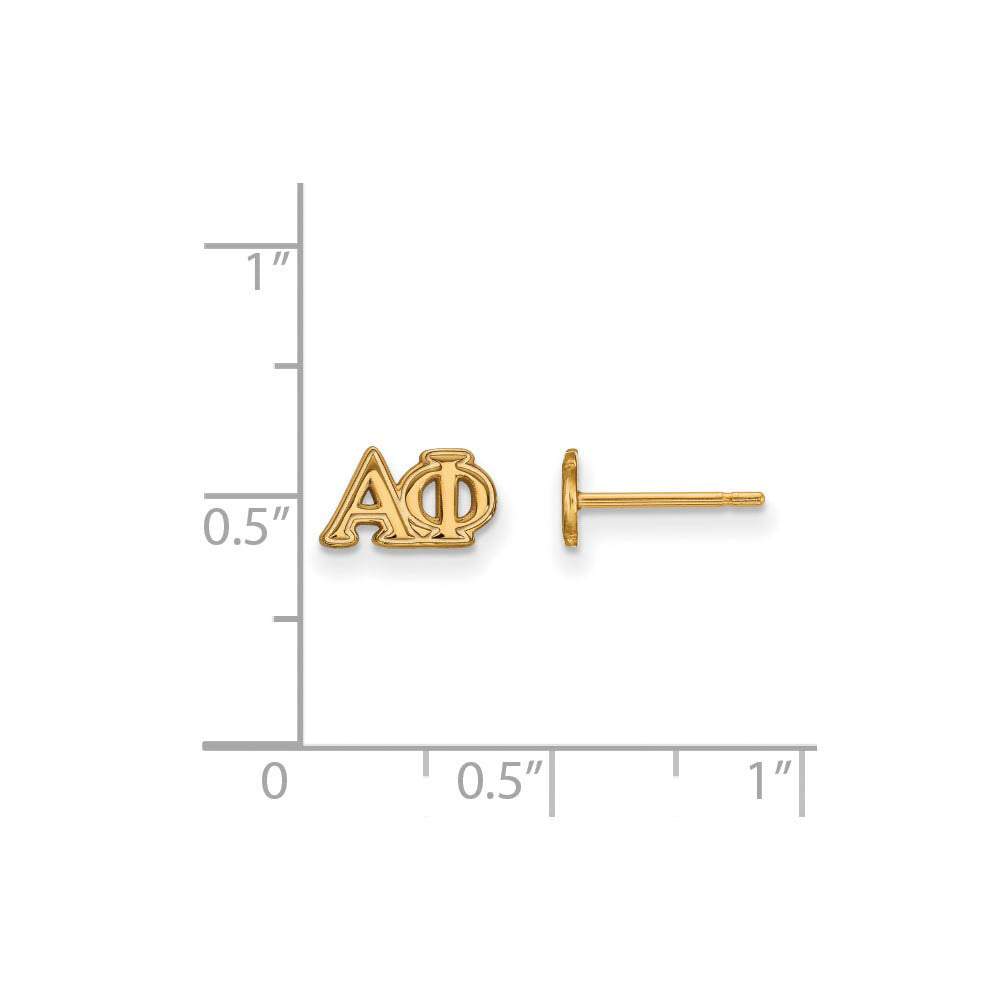 Alternate view of the 14K Plated Silver Alpha Phi XS Greek Letters Post Earrings by The Black Bow Jewelry Co.