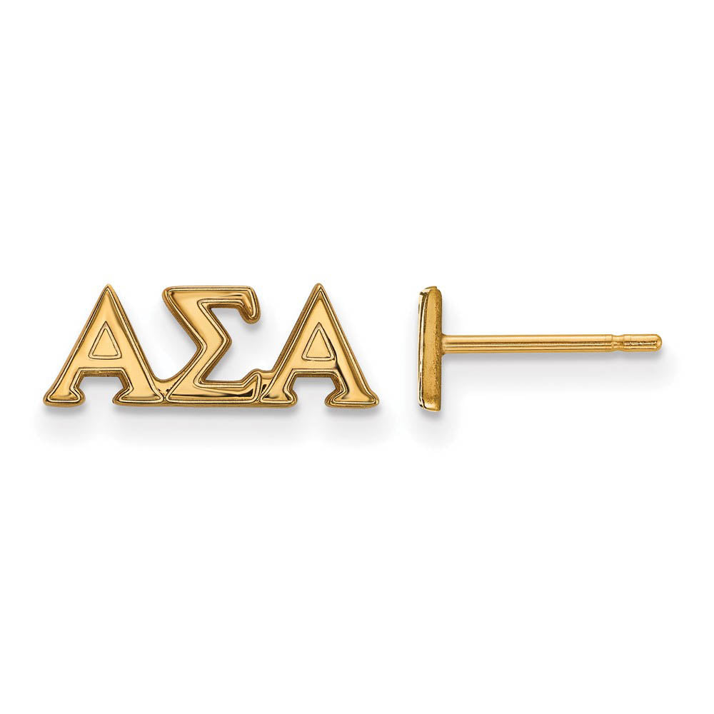 14K Plated Silver Alpha Sigma Alpha XS Greek Letters Post Earrings, Item E17472 by The Black Bow Jewelry Co.